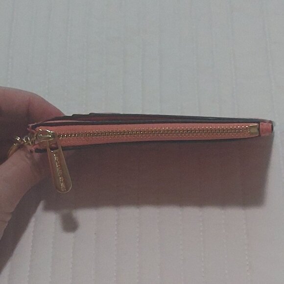 NWOT Michael Kors Orange Small Top Zip Coin Pouch w/ID Keychain Cardholder - Picture 9 of 10